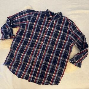 Men’s Big and Tall U.S. Polo Assn. Navy and Red Plaid Shirt